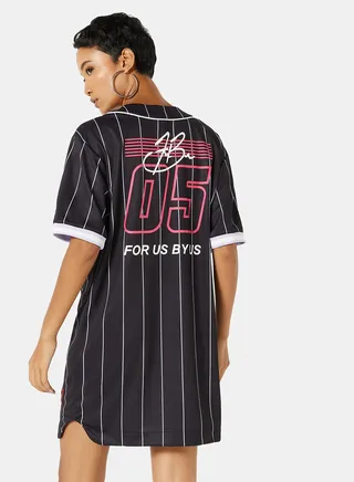 Varsity Patch Pinstripe Baseball Dress 