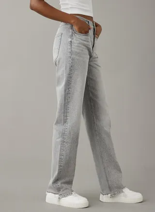 AE Strigid Super High-Waisted Baggy Straight Embellished Jean 