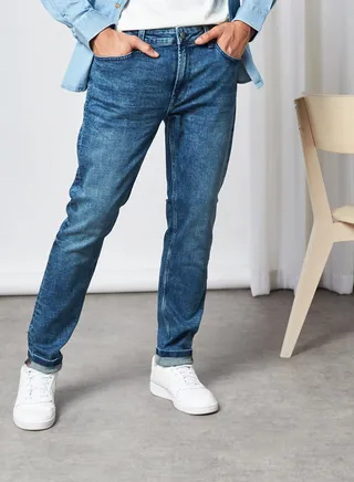 Warp Life Washed Slim Fit Jeans Blue Denim 