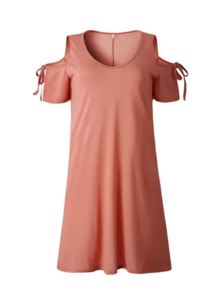 Round Neck Mini Dress Orange 