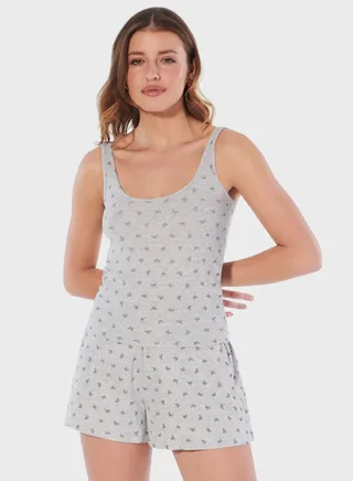 Printed Pyjama Cami Top 