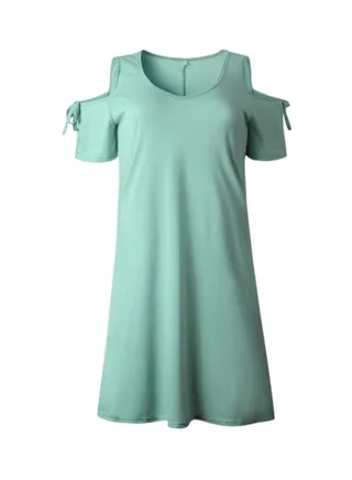 Round Neck Mini Dress Green 