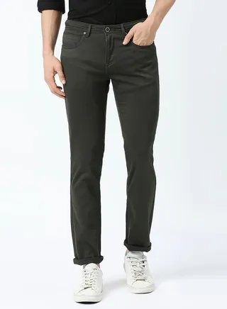 Mid Rise Jeans with Button Closure