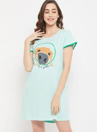 Graphic Crew Neck Nightdress 