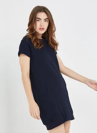 Rib Hem Shift Dress Medium Blue 