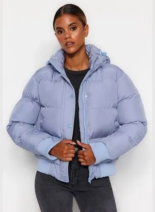Blue Inflatable Hooded Water Repellent Jacket TWOAW24MO00166