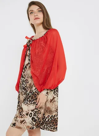 Leopard Print Mini Dress Red/Black/Brown 