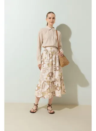 Woman Tiered Woven Skirt 