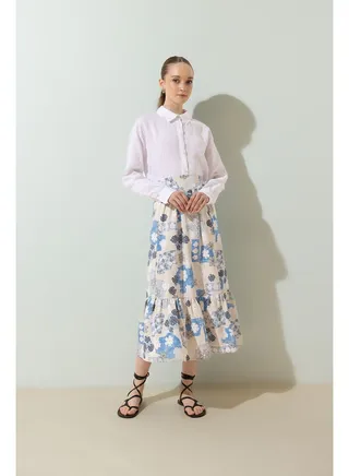 Woman Tiered Woven Skirt 