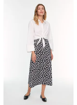 Woman Modest Skirt Black-Multicolor 
