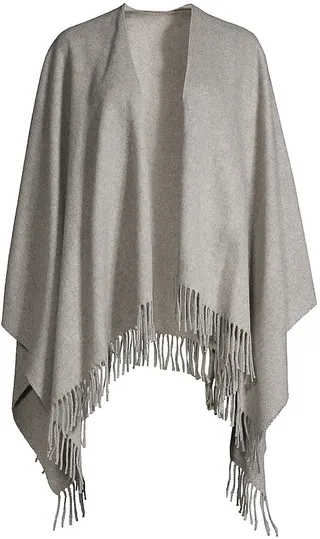Fringe-Trim Cashmere Poncho