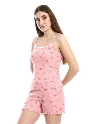 Women's Summer Short Print Pajama for Comfort - Cashmere 