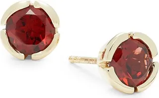 14K Yellow Gold & Garnet Stud Earrings