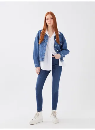 High Waisted Super Skinny Fit Regular Women's Denim Trousers 