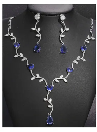 Elegant Zirconia Necklace & Earrings Jewellery Set For Women 
