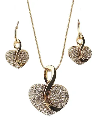 Heart Crystal Necklace With Earring And Chain 