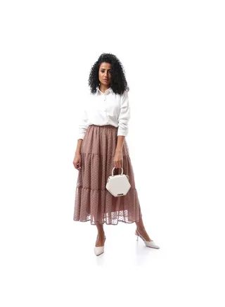 Ankle-length Flowy Skirt - Taupe 