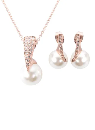 2-Piece Alloy Pearl Studded Fashion Jewelry Set 