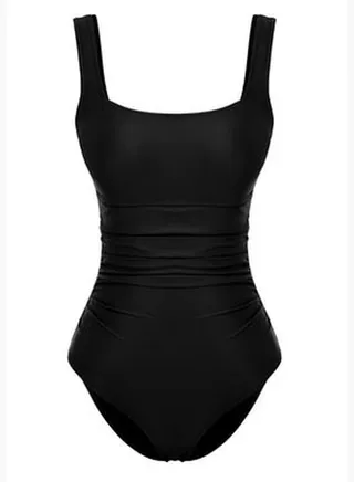 Black Square Neck Compression Swimsuit TBESS24MA00102