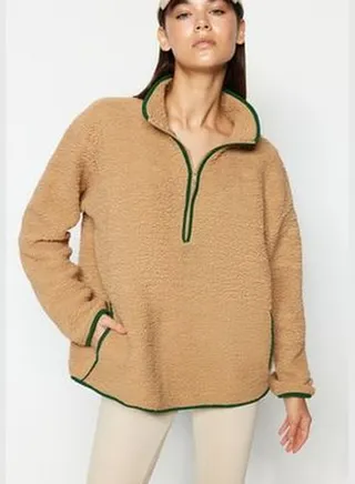 Camel Plush Sports Sweatshirt THMAW23SW00021