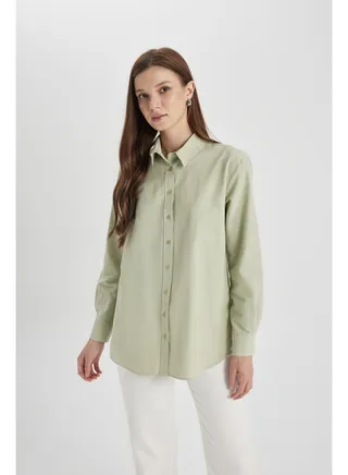 Woman Relax Fit Woven Long Sleeve Tunic 
