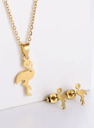 Flamingo Stainless Steel Necklace Set 