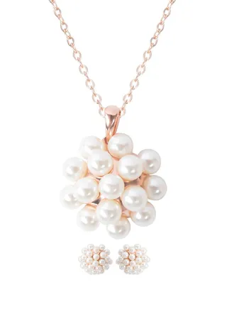 Alloy Necklace And Earrings Set With Pearl 