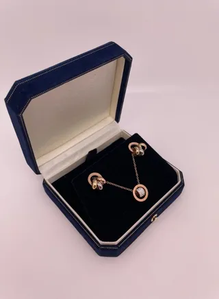 Stainless Steel 18K Gold Plated Non fading Lucky Ring Pendant Necklace Earrings Set 