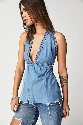 Tricia Fix Denim Studded Halter by Tricia Fix at Free People