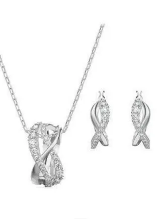 Silver women's necklace and earrings set 