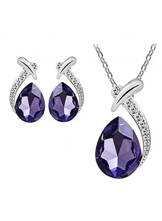 Stone Studded Metal Jewelry Set 