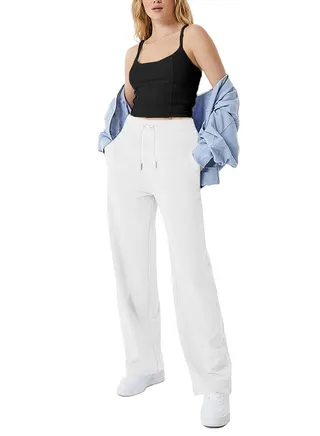 Sportswear - Sport Leggings Pants With Wide Leg - High Waist 