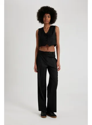 Woman Wide Leg Woven Trousers 