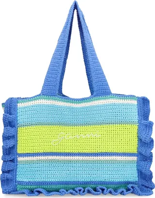 Cotton crochet frill tote bag