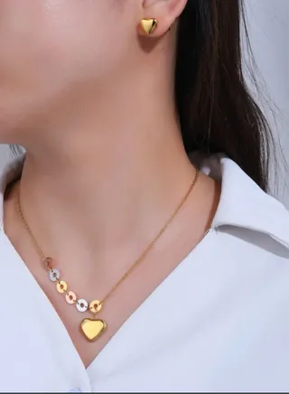 18k Gold Plated Necklace & Earrings Jewelry Set 
