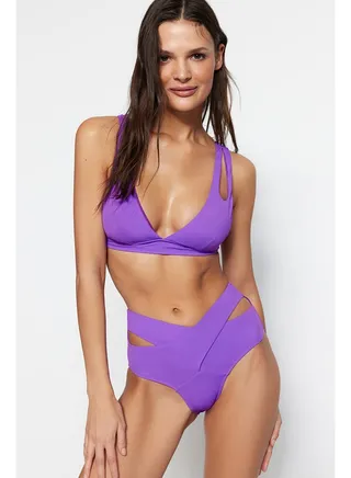 Purple Triangle Cut Out/Window Bikini Top TBESS20BU0202 