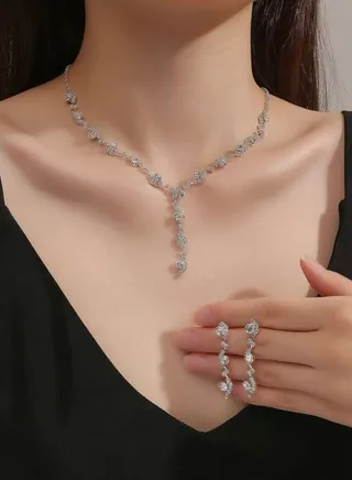 Rhinestone Jewelry Set Necklace And Earring 