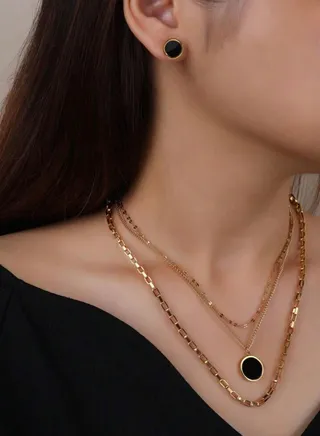 18k Gold Plated Necklace & Earrings Jewelry Set 