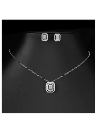 Necklace rectangular shape zircon 