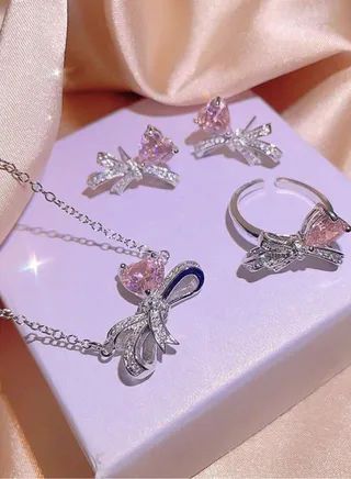 Elegant Necklace & Earrings & Ring Jewellery Set For Women 