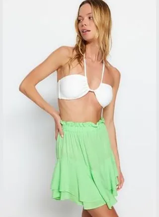 Green Mini Woven with Ruffled Skirt TBESS23ET00027