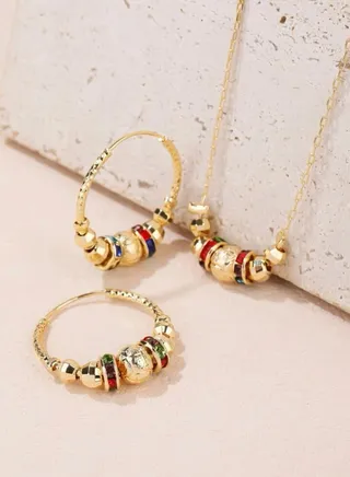 Elegant Gold Plated Necklace & Earrings Set 