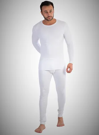Masters Men Underwear Thermal Set  Long Sleeves & Long Johns - White 