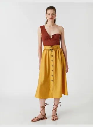 Buttoned Midi Skirt