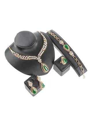 Copper 18K Gold Plated Zircon Studded Jewellery Set 
