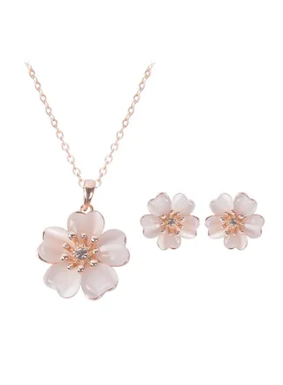 2-Piece Zinc Alloy Jewellery Set With Opal 