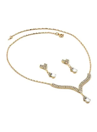 Brass Gold Crystal Rhinestone Jewellery Set 