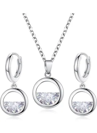Cubic Zirconia Hollow Jewellery Set 