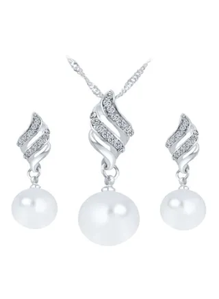 Set Of 3 Stone Studded Jewellery Set 