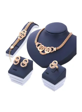 4-Piece Gold Plated Stone Studded Jewellery Set 